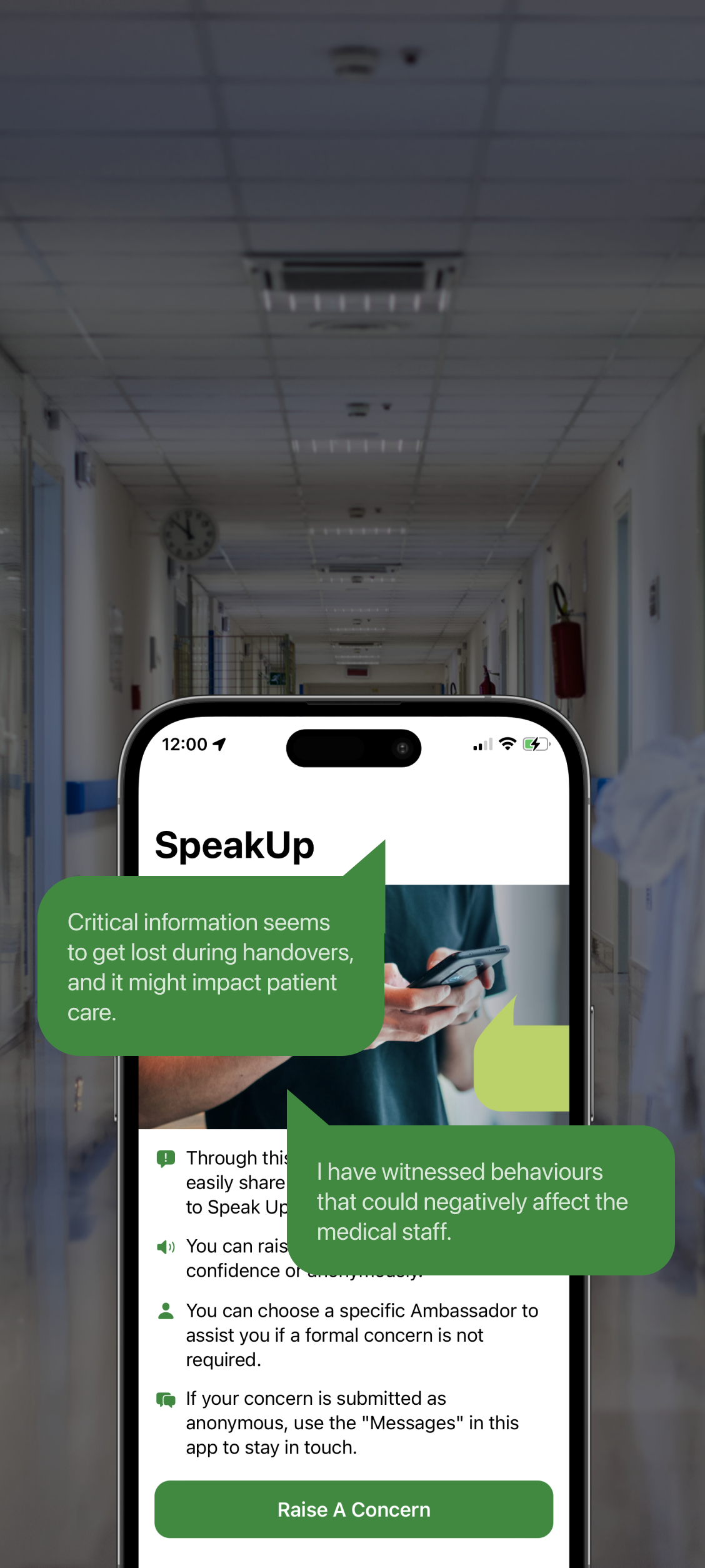SpeakUp app screenshot and speech bubbles