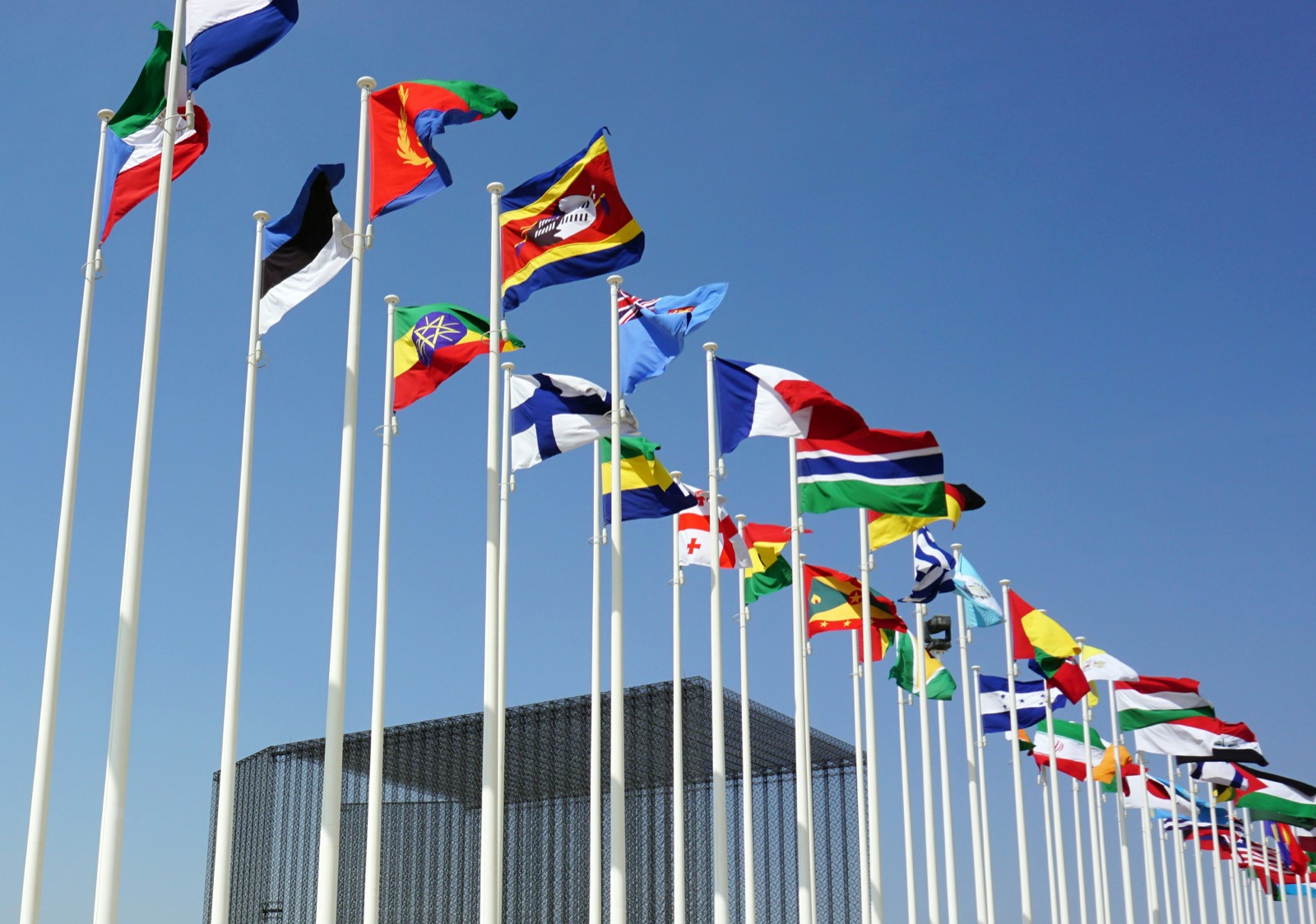 International flags at a UN assembly