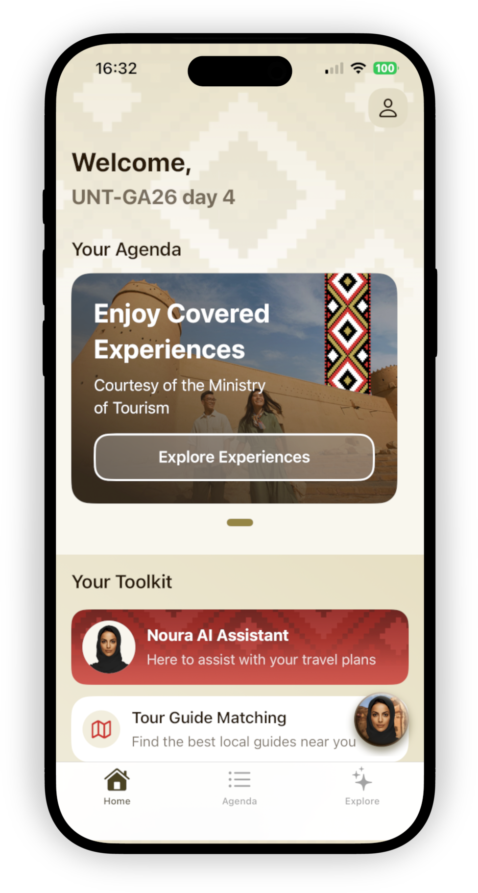 UN Tourism app home screen